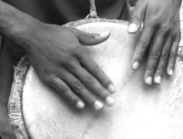 drum circle at meadow path